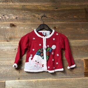 Tiara Vintage Ugly Christmas Zip Sweater Cardigan Size 5 Youth Girls